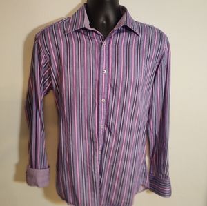 Bugatchi uomo M flip cuff shaped fit purple